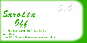 sarolta off business card